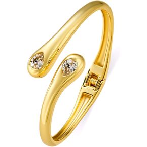 Cicy Bell 18K مطلية بالذهب الإسورة أساور للنساء المسيل للدموع قطرة زركون العصرية قابل للتعديل تويست الكفة الأساور هدايا عيد ميلاد مجوهرات in Saudi Arabia