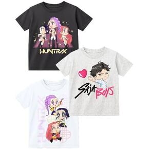 تي شيرت Kpop Demon Hunters Chibi Huntrix and Saja Boys Youth 3-Pack برقبة دائرية وأكمام قصيرة in Kuwait