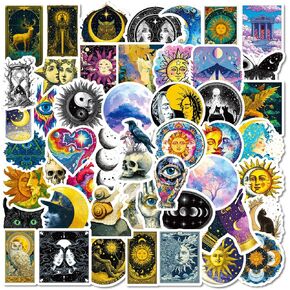 50PCS Cool Sticker Sun&Moon Graffiti Stickers,Waterproof Vinyl Stickers for Laptop Water Bottles Luggage Scrapbook Phone,Skateboard Stickers for Adults in Kuwait