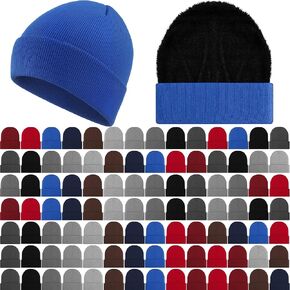 Bulk Men Knitted Hats with Fleece Lining for Charity Homeless Donations, 10 Colors, Unisex Beanies Winter Hats in Saudi Arabia