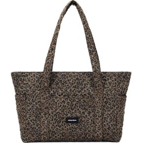 Molly Moon Quilted Leopard Tote Bag for Women, Cheetah Tote Bag with Zipper & Wet Pockets, Leopard Print Quilted Cotton Shoulder Bag for College Travel Gym, Women's Gifts for Sister Teachers Moms in Saudi Arabia