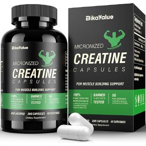Creatine Monohydrate, 5000mg (5 Capsules) Per Serving, Creatine Capsules (40 Servings) for Supports Strength, Lean Muscle, Power Output & Workout Performance – Gluten Free, for Men & Women in Saudi Arabia