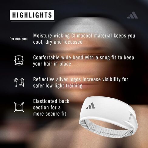 Adidas Wide Sports Headband - White in Saudi Arabia