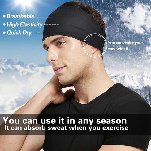 Mens Running Headband,5Pack,Mens Sweatband Sports Headband for Running,Cycling,Basketball,Yoga,Fitness Workout Stretchy Unisex Hairband in Saudi Arabia