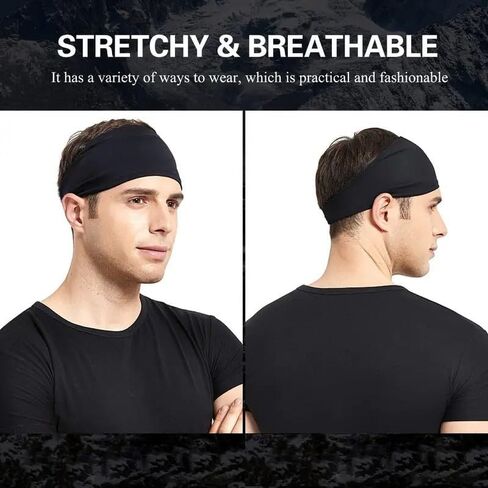 Mens Running Headband,5Pack,Mens Sweatband Sports Headband for Running,Cycling,Basketball,Yoga,Fitness Workout Stretchy Unisex Hairband in Saudi Arabia