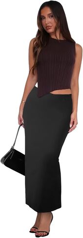 Womens Soft Midi Skirt for Women Black Bodycon Long Pencil Skirts High Waisted Elegant Fall Winter Thick Skirt 2025 in Saudi Arabia