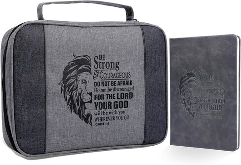 Faithful Hers Bible Cover for Men, Bible Case Set with Notebook, Leather Bible Cover, Bible Book Cover with Handles Pockets Zipper, Bible Carrying Case for Women Boys Kids Bible Case 11x8x2.2 In, Blue in Kuwait
