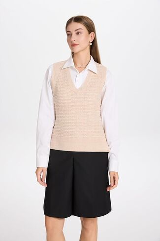 Sweater Vest for Women V Neck Women's Sweater Vests Sleeveless Knit Ribbed Tank Tops Casual Pullover Sweaters in Saudi Arabia
