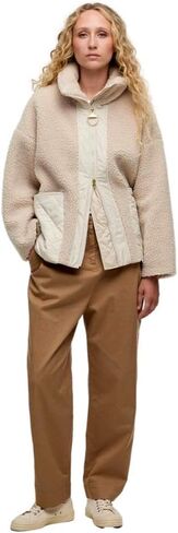 Barbour Women's Brawby Fleece Jacket, Silver Cloud/Oatmeal in Saudi Arabia