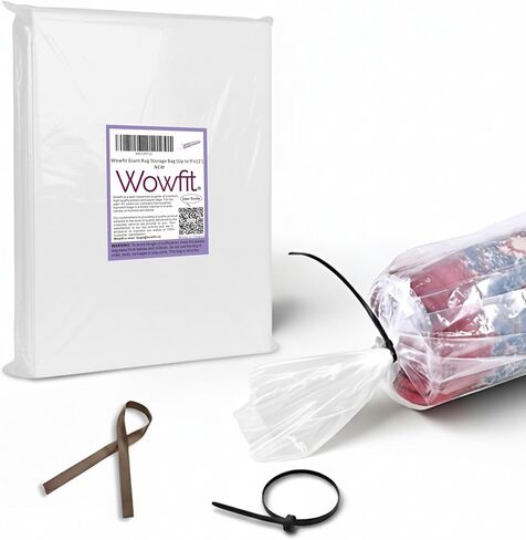 حقيبة تخزين سجادة بلاستيكية كبيرة من Wowfit مع ربطة عنق بسحاب، شديدة التحمل تناسب سجادة تصل إلى 15.24 سم × 22.86 سم، مثالية للحركة والتعبئة والشحن in Kuwait