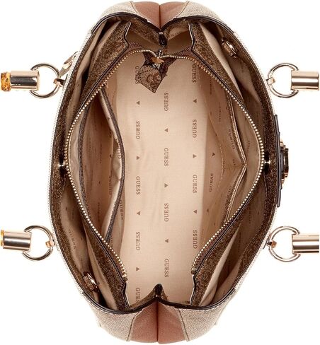 GUESS Kerima Bamboo Girlfriend Satchel, Natural/Latte Logo in Saudi Arabia