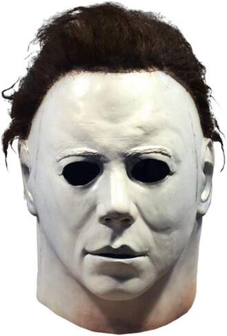 Halloween Horror Mask, Deluxe White Latex Full Head Mask with Black Hair, Costume Accessory in Saudi Arabia