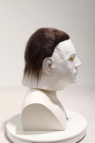 Halloween Horror Mask, Deluxe White Latex Full Head Mask with Black Hair, Costume Accessory in Saudi Arabia