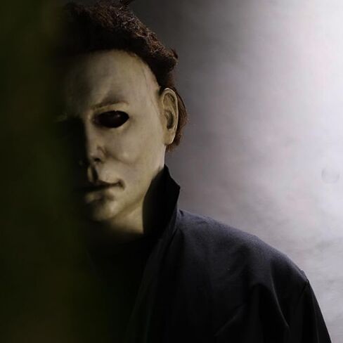 Halloween Horror Mask, Deluxe White Latex Full Head Mask with Black Hair, Costume Accessory in Saudi Arabia