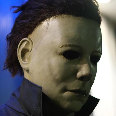 Halloween Horror Mask, Deluxe White Latex Full Head Mask with Black Hair, Costume Accessory in Saudi Arabia