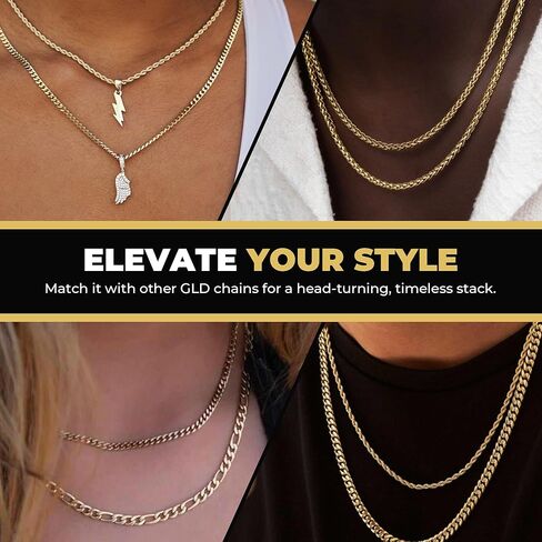 GLD Micro Cuban Link Chain for Men and Women - 3MM, 22", 14K White Gold-Plated Cuban Chain with Premium Travel Pouch – Snatch-Proof, Sweat-Proof, Fade-Resistant – Lifetime Quality, Designed in Miami in Saudi Arabia