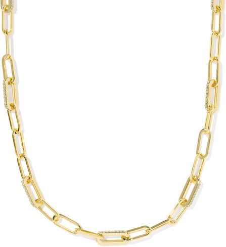 Kendra Scott, Women's, Bella Chain Necklace, Gold White Cz, One Size in Saudi Arabia