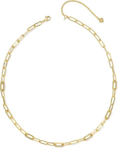Kendra Scott, Women's, Bella Chain Necklace, Gold White Cz, One Size in Saudi Arabia