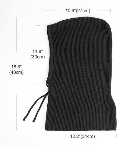 Winter Hats for Women, Hooded Scarf Hat for Men Outdoor Sports Balaclava Knit Skull Cap Beanie Men Neck Gaiters Black in Saudi Arabia