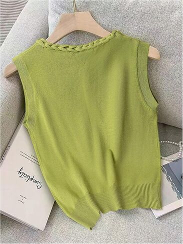 SweatyRocks Women's Crew Neck Sweater Vests Casual Knitted Sleeveless Pullover Sweaters in Saudi Arabia