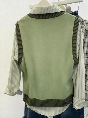 GORGLITTER Women's Color Block Sweater Vest Tops Crew Neck Sleeveless Fall Trendy Casual Lightweight Knit Tank Tops in Saudi Arabia