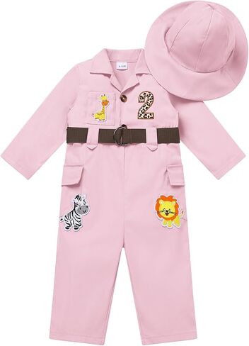 FYMNSI Baby Boys Girls Wild Animal Jungle Safari Explorer Jumpsuit with Belt Hat Zookeeper Birthday Outfit Cake Smash Clothes in Saudi Arabia