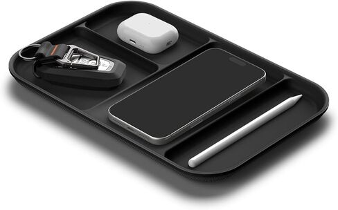 Spigen Modern Valet Tray Premium PU Storage Stylish Organizer Designed for Entryway Bedside Nightstand Desk for Key, Wallet, Watch, Phone, Jewelry, and Everyday Carry Accessories - Black (Catchall) in Saudi Arabia