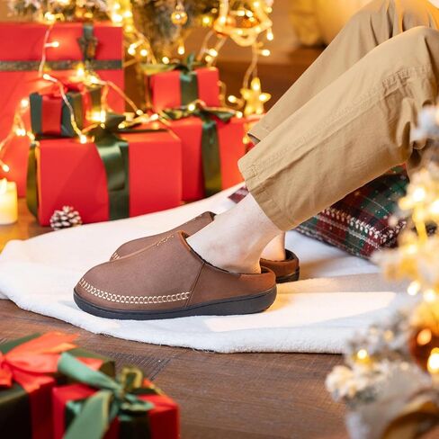 Mens Moccasin Slippers with Memory Foam Indoor Outdoor House Shoes Non-Slip Men's Slipper Warm Comfy Slippers for Men Gifts for Men Him Dad in Saudi Arabia