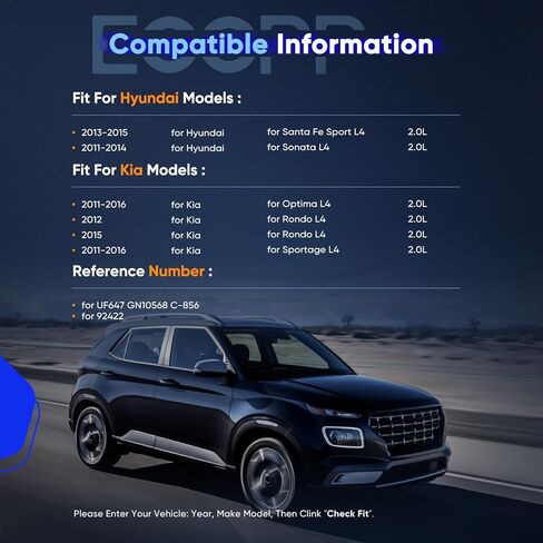 ECCPP UF647 4 ملفات تشغيل محرك السيارات مع 4 شمعات إشعال إيريديوم، لكيا سبورتاج 2.4L/2.0L 2011-2016، لـ K900 5.0L 2015-2017، لـ Santa Fe Sport 2.4L/2.0L 2013-2016 2012-2016 GN10568 C- 856 in Saudi Arabia