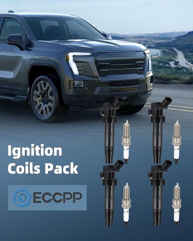 ECCPP UF647 4 ملفات تشغيل محرك السيارات مع 4 شمعات إشعال إيريديوم، لكيا سبورتاج 2.4L/2.0L 2011-2016، لـ K900 5.0L 2015-2017، لـ Santa Fe Sport 2.4L/2.0L 2013-2016 2012-2016 GN10568 C- 856 in Saudi Arabia