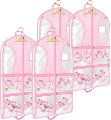 6 Pack Clear Garment Bags for Dance Costumes, 40 inch Clear PVC Dance Garment Bags for Dancers with 5 Large Pockets, Waterproof Dustproof Dance Bag for Dance Competitions [ 2025 New Upgraded Version] in Saudi Arabia