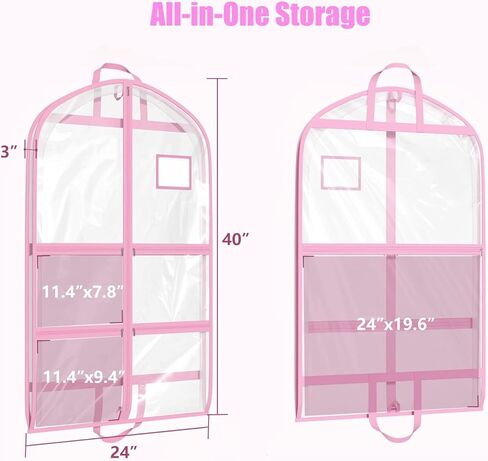 6 Pack Clear Garment Bags for Dance Costumes, 40 inch Clear PVC Dance Garment Bags for Dancers with 5 Large Pockets, Waterproof Dustproof Dance Bag for Dance Competitions [ 2025 New Upgraded Version] in Saudi Arabia