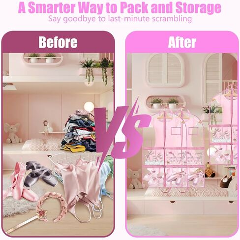 6 Pack Clear Garment Bags for Dance Costumes, 40 inch Clear PVC Dance Garment Bags for Dancers with 5 Large Pockets, Waterproof Dustproof Dance Bag for Dance Competitions [ 2025 New Upgraded Version] in Saudi Arabia