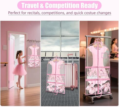 6 Pack Clear Garment Bags for Dance Costumes, 40 inch Clear PVC Dance Garment Bags for Dancers with 5 Large Pockets, Waterproof Dustproof Dance Bag for Dance Competitions [ 2025 New Upgraded Version] in Saudi Arabia