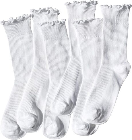 Ruffle Socks for Women, Frilly Crew Socks, Casual Breathable Cotton Cute 6 Pairs in Saudi Arabia