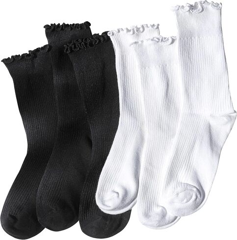 Ruffle Socks for Women, Frilly Crew Socks, Casual Breathable Cotton Cute 6 Pairs in Saudi Arabia