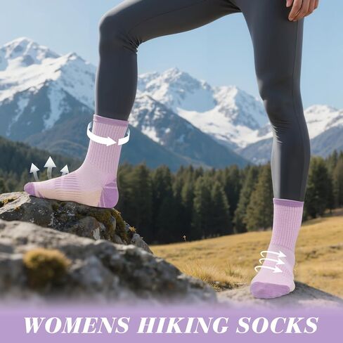 6 Pairs Crew Socks for Women Hiking Athletic Running Cushioned Compression Breathable Cotton Socks in Saudi Arabia