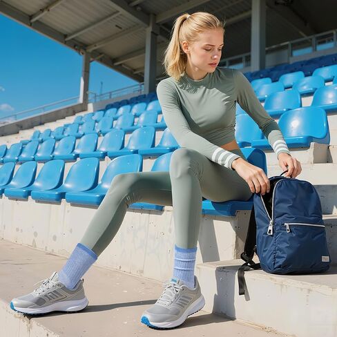 6 Pairs Crew Socks for Women Hiking Athletic Running Cushioned Compression Breathable Cotton Socks in Saudi Arabia
