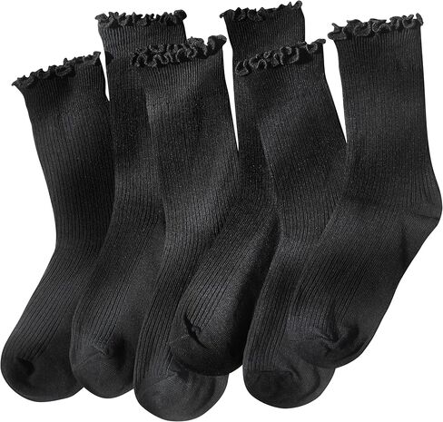 Ruffle Socks for Women, Frilly Crew Socks, Casual Breathable Cotton Cute 6 Pairs in Saudi Arabia