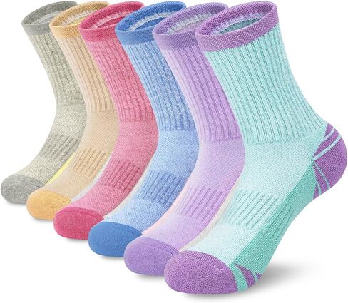 6 Pairs Crew Socks for Women Hiking Athletic Running Cushioned Compression Breathable Cotton Socks in Saudi Arabia
