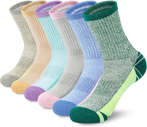6 Pairs Crew Socks for Women Hiking Athletic Running Cushioned Compression Breathable Cotton Socks in Saudi Arabia