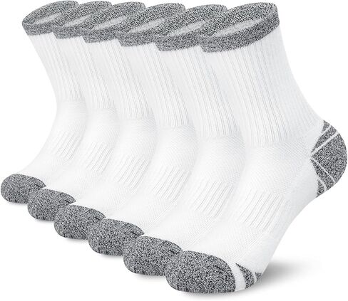 6 Pairs Crew Socks for Women Hiking Athletic Running Cushioned Compression Breathable Cotton Socks in Saudi Arabia