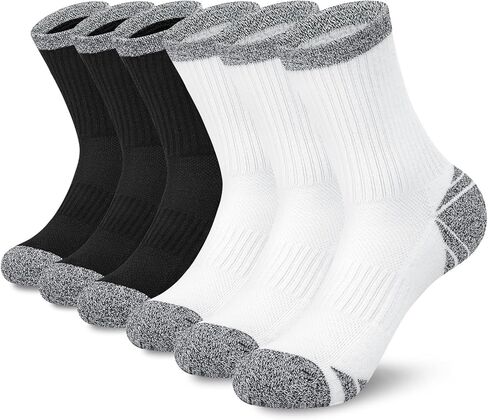 6 Pairs Crew Socks for Women Hiking Athletic Running Cushioned Compression Breathable Cotton Socks in Saudi Arabia