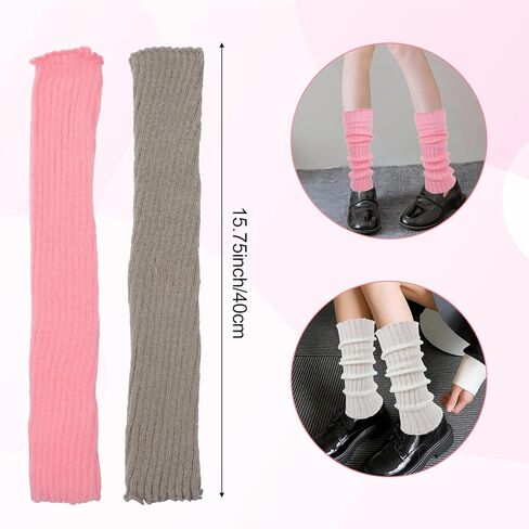Grevosea 8 Pairs Kawaii Leg Warmers for Girls, Lolita Leg Warmers Japanese Style Knitted Loose Socks Y2K Harajuku Knee High for Party Sports One Size in Saudi Arabia