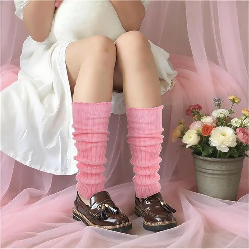 Grevosea 8 Pairs Kawaii Leg Warmers for Girls, Lolita Leg Warmers Japanese Style Knitted Loose Socks Y2K Harajuku Knee High for Party Sports One Size in Saudi Arabia