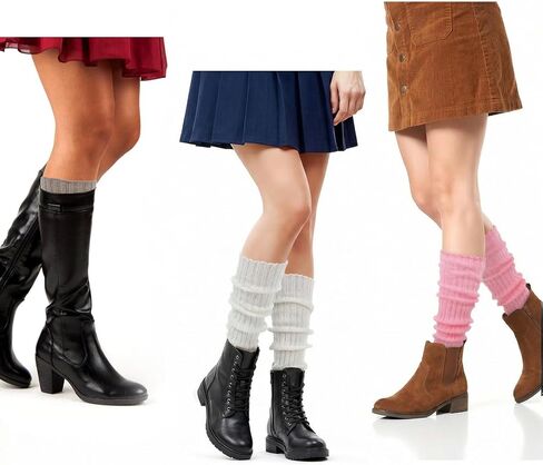 Grevosea 8 Pairs Kawaii Leg Warmers for Girls, Lolita Leg Warmers Japanese Style Knitted Loose Socks Y2K Harajuku Knee High for Party Sports One Size in Saudi Arabia