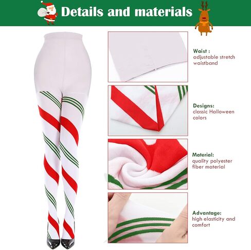 Sumind 3 Pairs Striped Christmas Day Striped Tights Full Length Tights Thigh High Stocking for Costume Accessory (Classic) in Saudi Arabia
