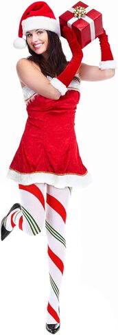 Sumind 3 Pairs Striped Christmas Day Striped Tights Full Length Tights Thigh High Stocking for Costume Accessory (Classic) in Saudi Arabia
