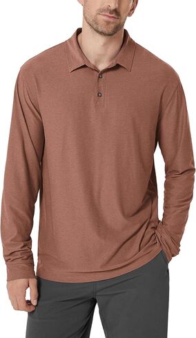 ODODOS Men's Performance Long Sleeve Polo- Stratum Tech Golf T-Shirts Ultra Soft Moisture Wicking UPF 50+ Casual Tops in Saudi Arabia