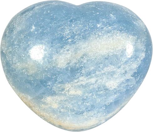 Rockcloud Natural Blue Crystal Pocket Stone, Polished Heart Shaped Worry Palm Stones Specimen for Chakra Meditation Home Decor, 4.37-4.72 Inches in Saudi Arabia